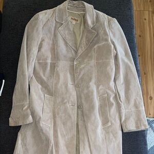 Wilsons Leather Cream Trench Coat Classic Design